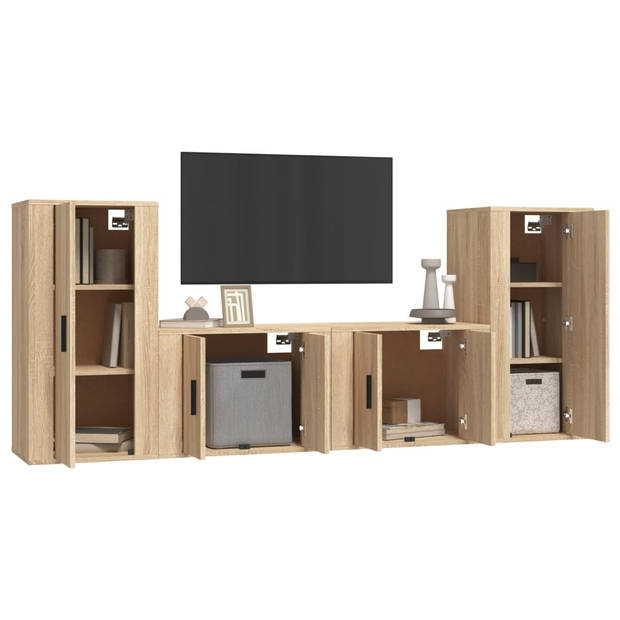 The Living Store TV-meubelset - Sonoma eiken - 4 stuks