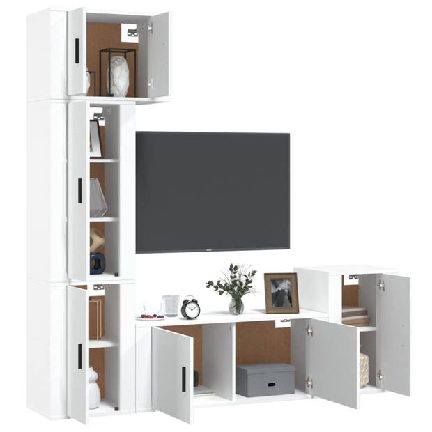 The Living Store TV-meubelset - Klassiek - Wandgemonteerd - Wit - 57x34.5x40 cm / 100x34.5x40 cm / 40x34.5x60 cm /