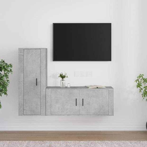 vidaXL 2-delige Tv-meubelset bewerkt hout betongrijs