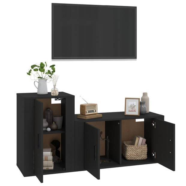 The Living Store Televisiekastenset - Zwarte tv-meubel - 80 x 34.5 x 40 cm - 40 x 34.5 x 60 cm - Klassiek design