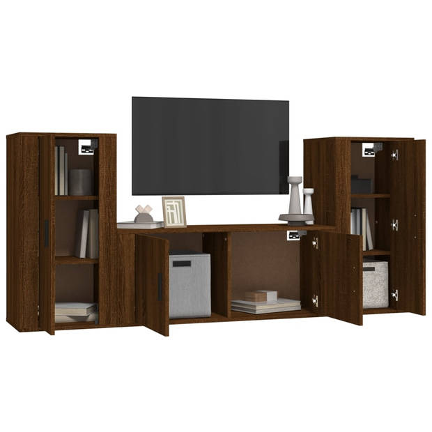 The Living Store TV-meubelset Bruineiken - 1x 100x34.5x40cm - 2x 40x34.5x80cm