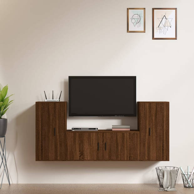 The Living Store TV-meubelset Bruineiken - 1x 100x34.5x40cm - 2x 40x34.5x80cm