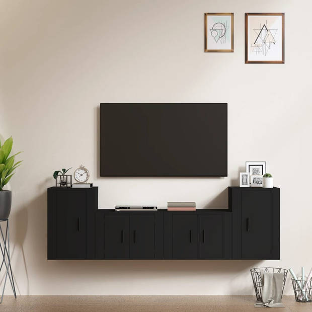 The Living Store Tv-meubelset Classic - 57x34.5x40 cm - 40x34.5x60 cm - Zwart