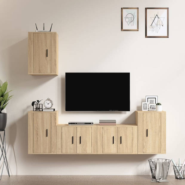 The Living Store Televisiekast set - Sonoma Eiken - 2x 57x34.5x40 cm - 3x 40x34.5x60 cm