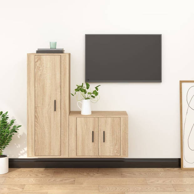 vidaXL 2-delige Tv-meubelset bewerkt hout sonoma eikenkleurig