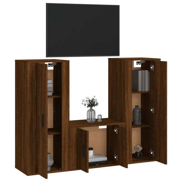 The Living Store TV Meubel Set - Bruineiken - 2x 40x34.5x100 cm + 1x 57x34.5x40 cm