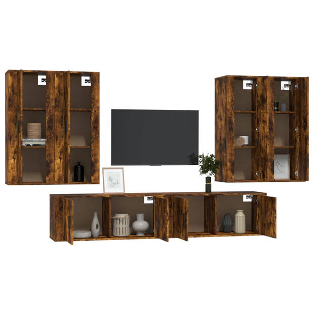 The Living Store Tv-meubelset - Gerookt eiken - 6 stuks - 100 x 34.5 x 40 cm (B x D x H)
