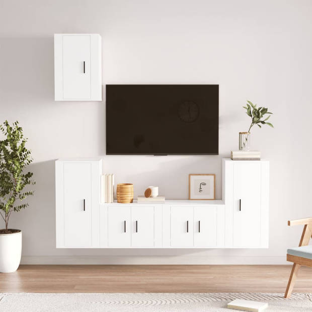 The Living Store - TV-meubelset - Wit - 57 x 34.5 x 40 cm 40 x 34.5 x 80 cm 40 x 34.5 x 60 cm