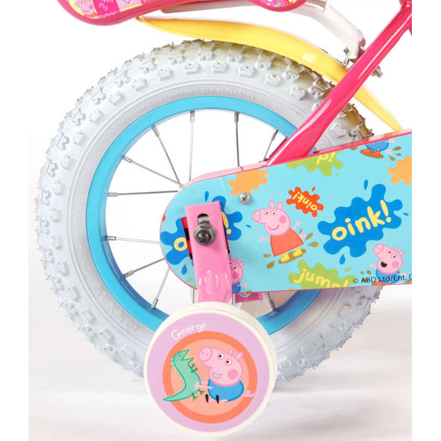 Volare Kinderfiets Peppa Pig - 12 inch - Roze - Met fietshelm + accessoires