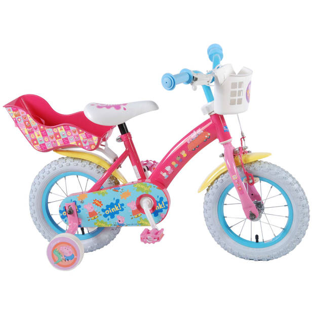 Volare Kinderfiets Peppa Pig - 12 inch - Roze - Met fietshelm + accessoires