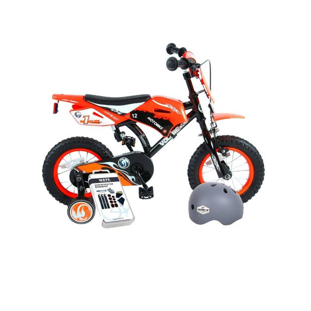 Transparant Maakte zich klaar Hymne Volare Kinderfiets Motorbike - 12 inch - Oranje - Inclusief fietshelm +  accessoires | Blokker