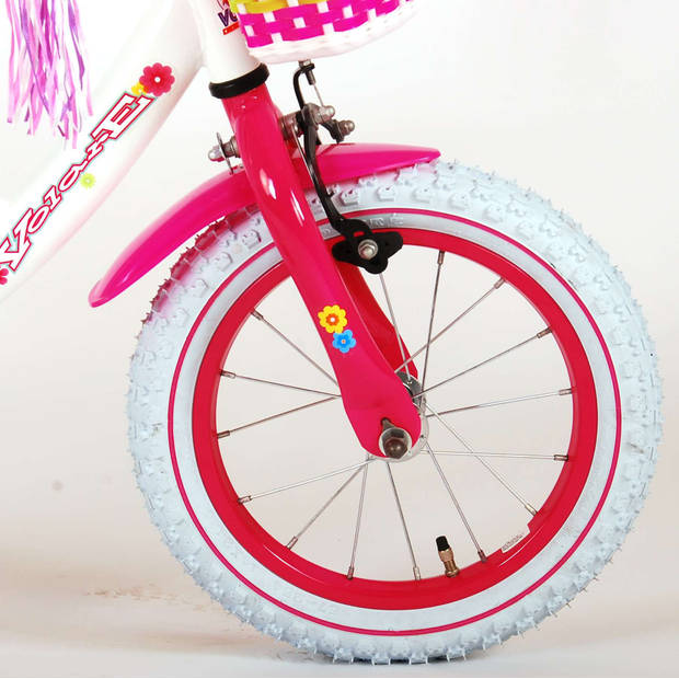 Volare Kinderfiets Ashley - 14 inch - Rood/Wit - Inclusief WAYS Bandenplakset