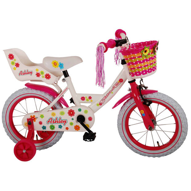 Volare Kinderfiets Ashley - 14 inch - Rood/Wit - Inclusief WAYS Bandenplakset