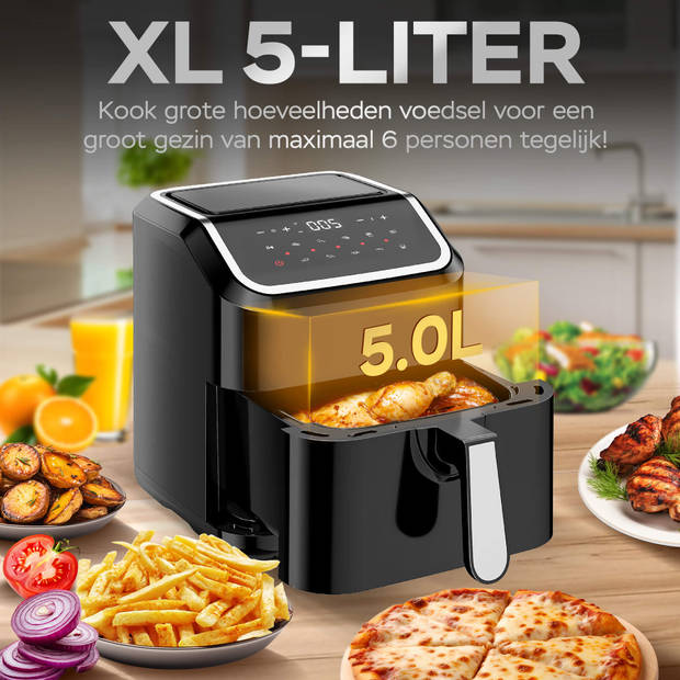 TurboTronic AF12 Digitale Airfryer XL - Heteluchtfriteuse - 5 Liter - Zwart