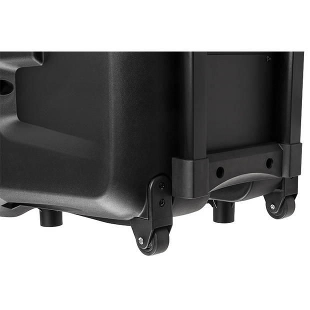 Krüger & Matz mobiele luidspreker party speaker box met 2 UHF draadloze microfoons en bluetooth 60 Watt zwart