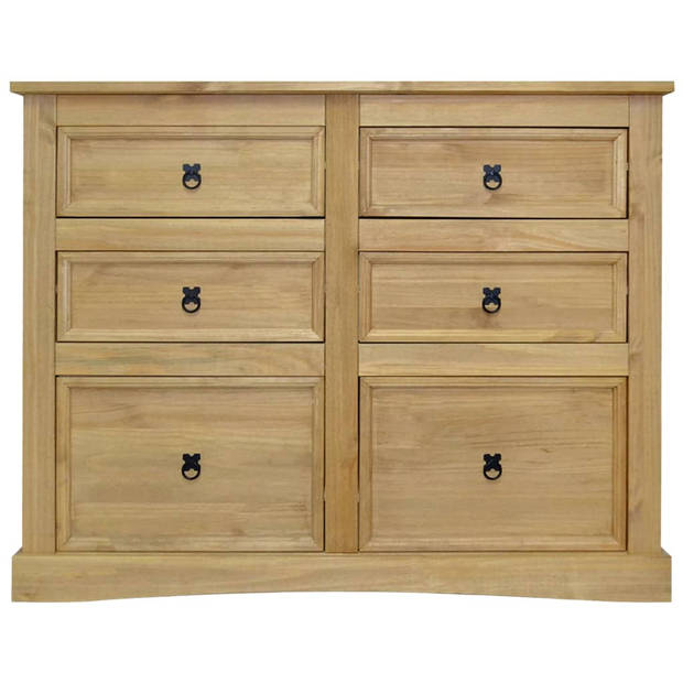 The Living Store Dressoir Corona - Massief grenenhout - 130 x 48 x 104 cm - 6 lades