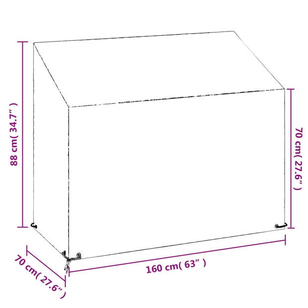 vidaXL Tuinbankhoezen 2 st 8 oogjes 160x70x70/88 cm polyetheen