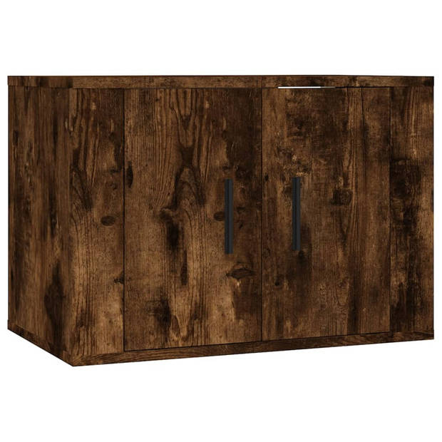 The Living Store Tv-meubelset Gerookt Eiken - Wandgemonteerd - 57x34.5x40cm - 40x34.5x80cm - Hoogwaardig hout