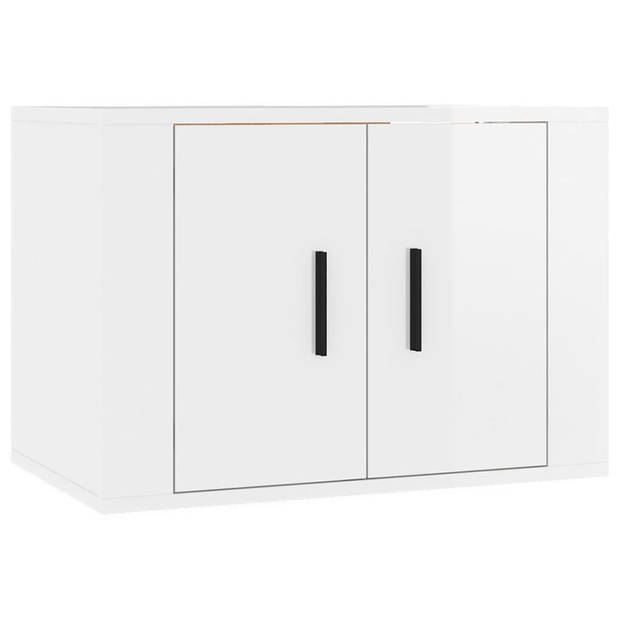 The Living Store Tv-meubel set - Klassiek - Hoogglans wit - 57x34.5x40 cm / 40x34.5x100 cm / 40x34.5x40 cm