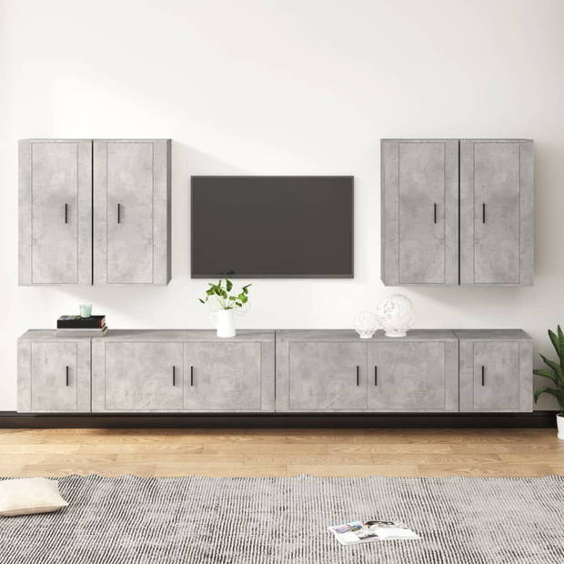 vidaXL 8-delige Tv-meubelset bewerkt hout betongrijs