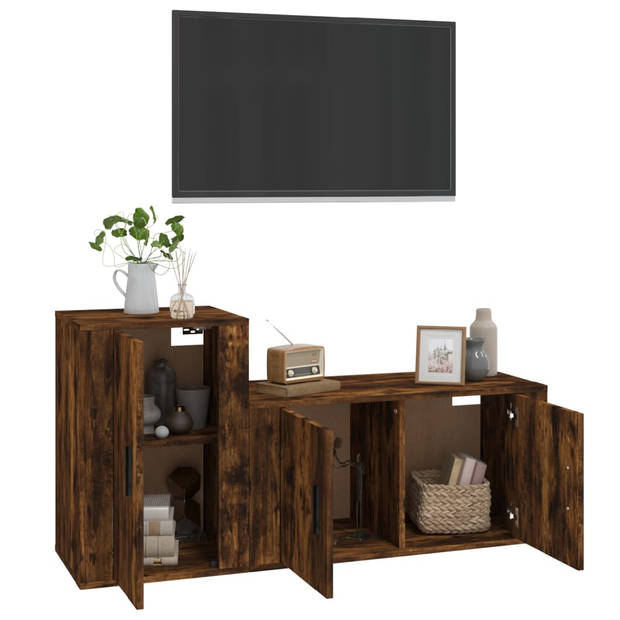 The Living Store TV-meubelset - Klassieke televisiekastenset - Gerookt eiken - 80 x 34.5 x 40 cm - 40 x 34.5 x 60 cm