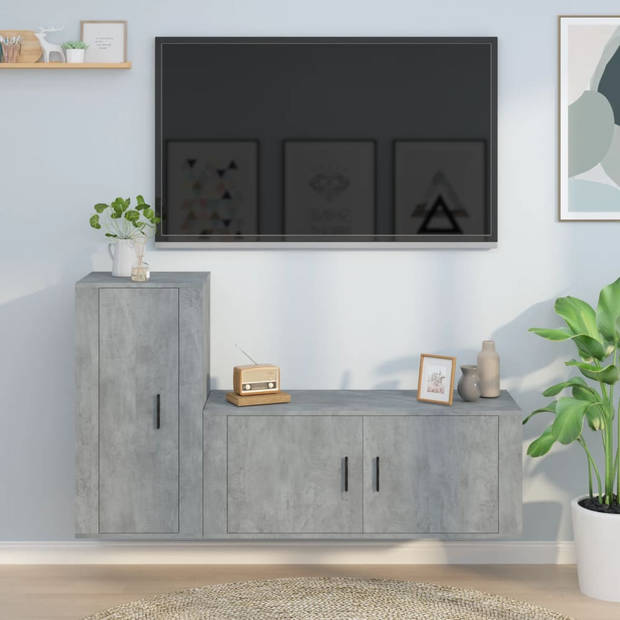 The Living Store Televisiekastenset - betongrijs - 100 x 34.5 x 40 cm - 40 x 34.5 x 80 cm