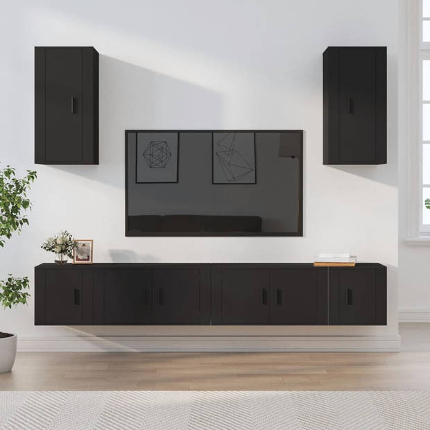 The Living Store Tv-meubelset - klassiek - hout - zwart - 80x34.5x40 cm en 40x34.5x40 cm en 40x34.5x80 cm -