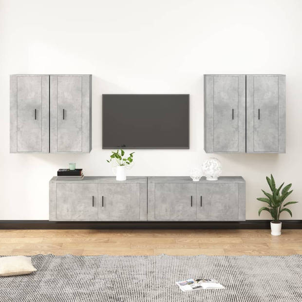 The Living Store TV-Meubel Betongrijs - 2x 100x34.5x40 cm + 4x 40x34.5x80 cm