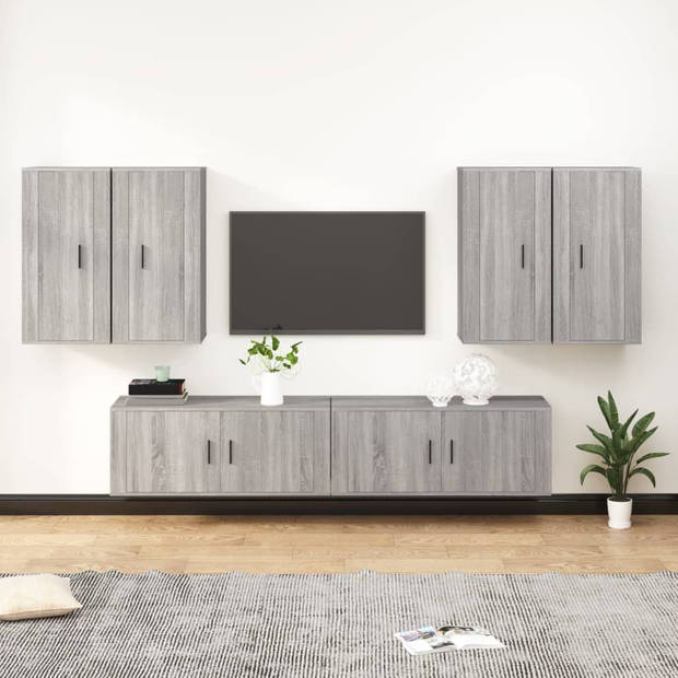 The Living Store TV-meubelset - TV-meubel - Grijs Sonoma eiken - 100x34.5x40cm - 2x + 40x34.5x80cm - 4x