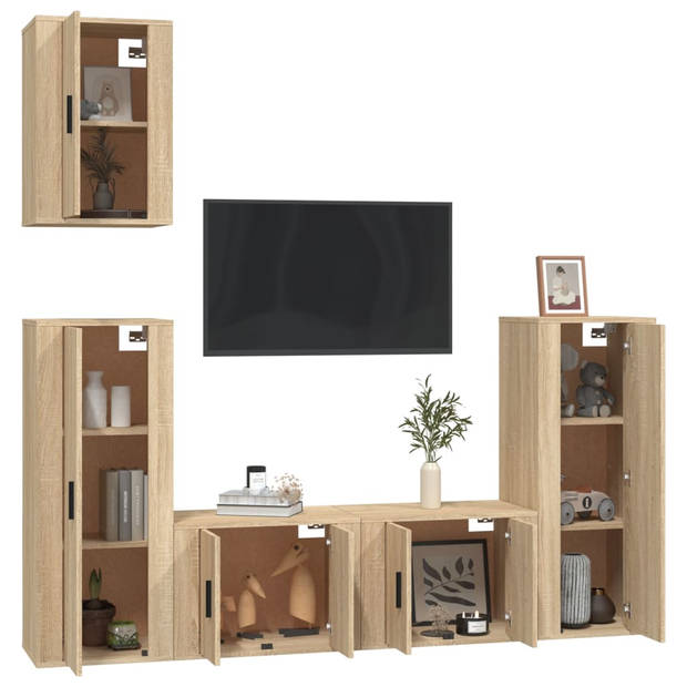 The Living Store TV-Meubel Set - Sonoma Eiken - 2x 57x34.5x40 cm - 2x 40x34.5x100 cm - 1x 40x34.5x60 cm