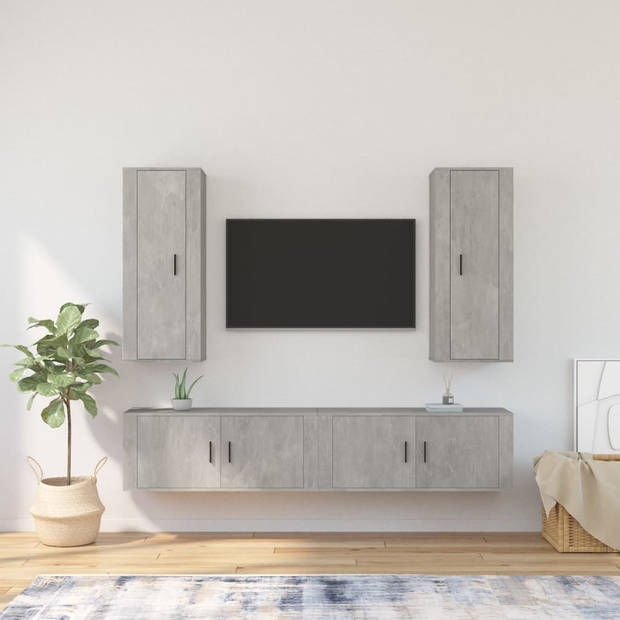 The Living Store TV-meubelset - Betongrijs - 2x 40x34.5x100 cm + 2x 100x34.5x40 cm