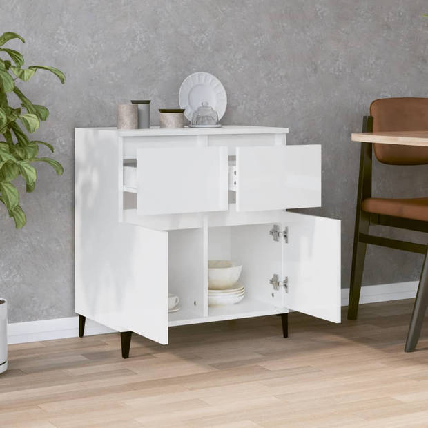 The Living Store Dressoir - Hoogglans Wit - 60 x 35 x 70 cm - Duurzaam bewerkt hout en metaal