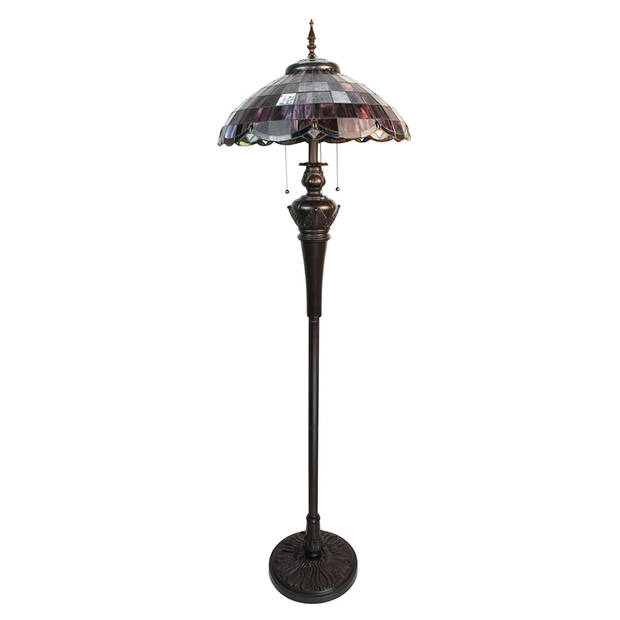 LumiLamp Tiffany Vloerlamp 166 cm Rood Glas Kunststof Staande Lamp Rood Staande Lamp