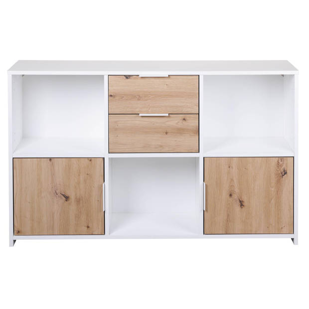 Pepeto dressoir 2 laden, 2 deuren, 3 planken wit, Artisan eik decor.