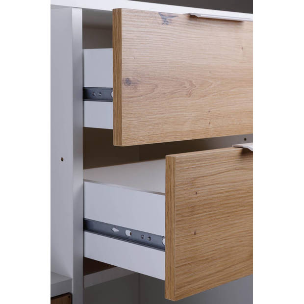 Pepeto dressoir 2 laden, 2 deuren, 3 planken wit, Artisan eik decor.