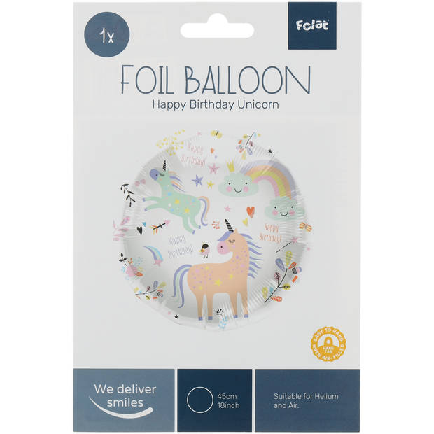 Folat folieballon Unicorn, 45cm