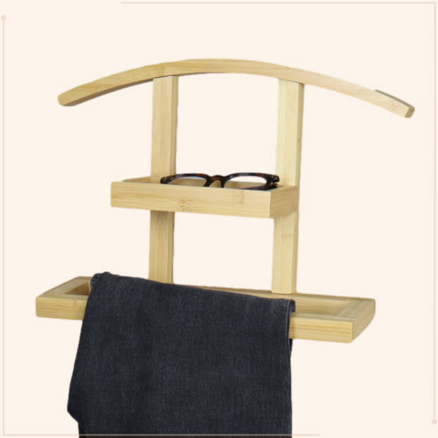 MISOU Dressboy - Kledingstandaard - Kledinghouder - Kledingbutler - Kledingrek - Hout - 114 cm - Bamboe