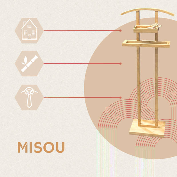 MISOU Dressboy - Kledingstandaard - Kledinghouder - Bamboe - Hout - 44.8x22.2x114.2 cm