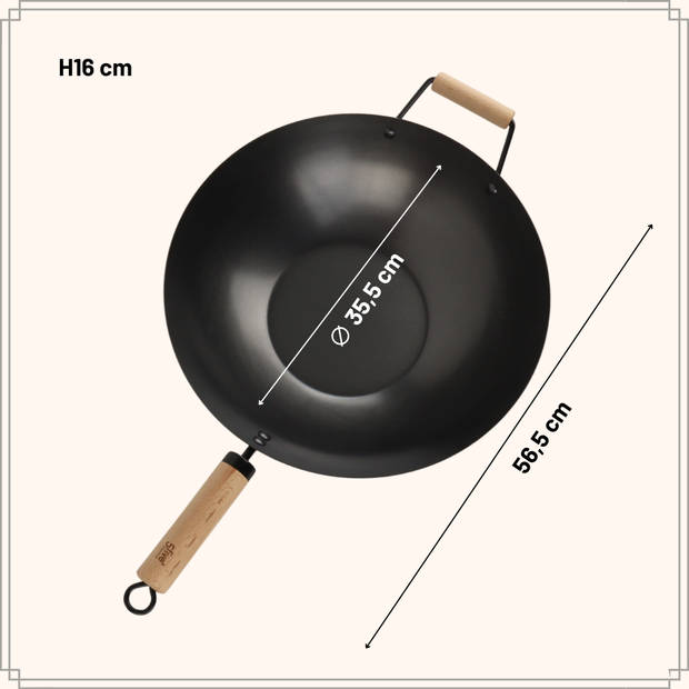 OTIX Wokpan - met houten handvat - 35.5cm