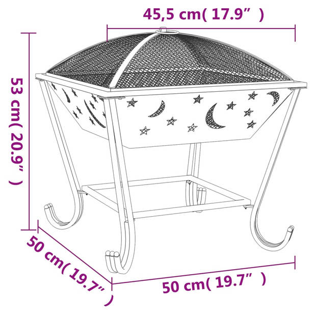 vidaXL Vuurplaats met pook XXL 50 cm staal