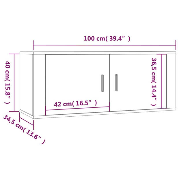 The Living Store TV-meubelset - Klassiek wit - 100x34.5x40 cm - 40x34.5x100 cm