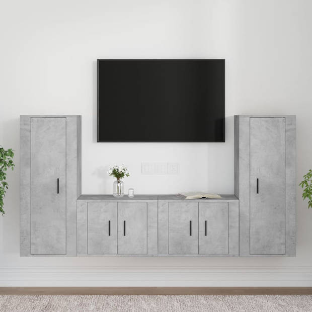 The Living Store TV-kastenset - betongrijs - 40 x 34.5 x 100 cm - 57 x 34.5 x 40 cm