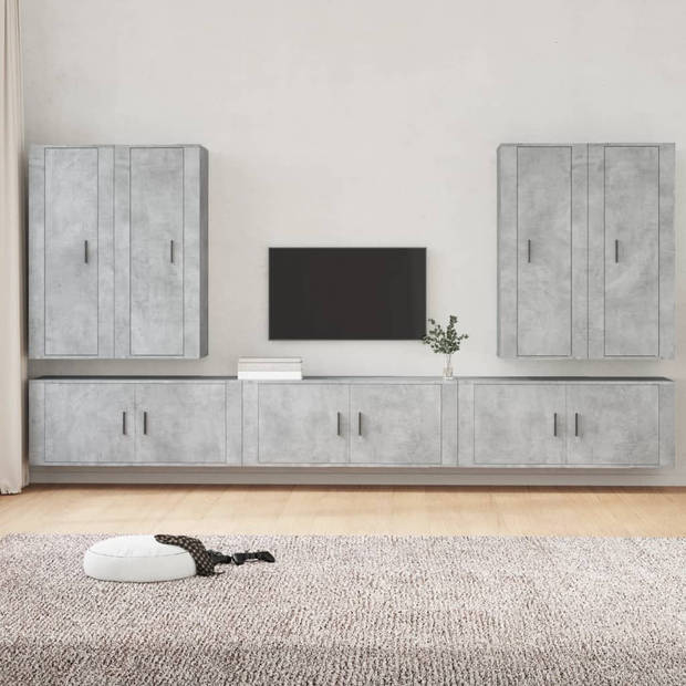 The Living Store TV Meubel Set 7-delig Betongrijs - 4x 40x34.5x100cm - 3x 100x34.5x40cm