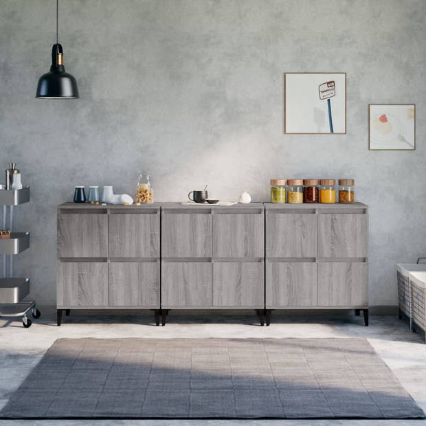 The Living Store Dressoir - Classic s - Meubel - 60 x 35 x 70 cm - Grijs Sonoma Eiken