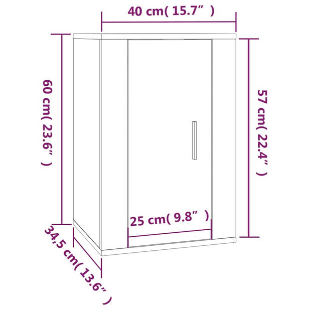 The Living Store TV-meubelset - Klassiek - Wandgemonteerd - Grijs Sonoma Eiken - 57 x 34.5 x 40 cm - 40 x 34.5 x 60 cm