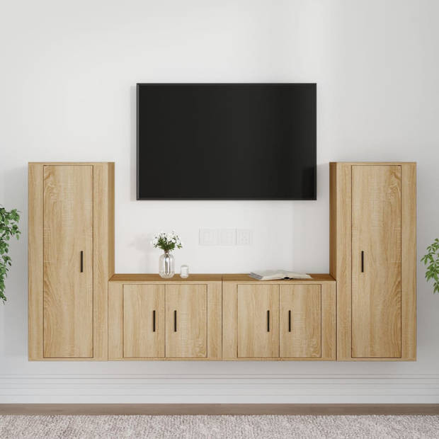 The Living Store Tv-kastenset - Sonoma eiken - 2x 40x34.5x100cm + 2x 57x34.5x40cm