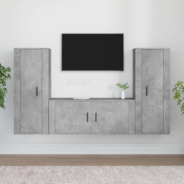 The Living Store TV-meubelset Betongrijs 2x 40x34.5x100cm + 1x 100x34.5x40cm