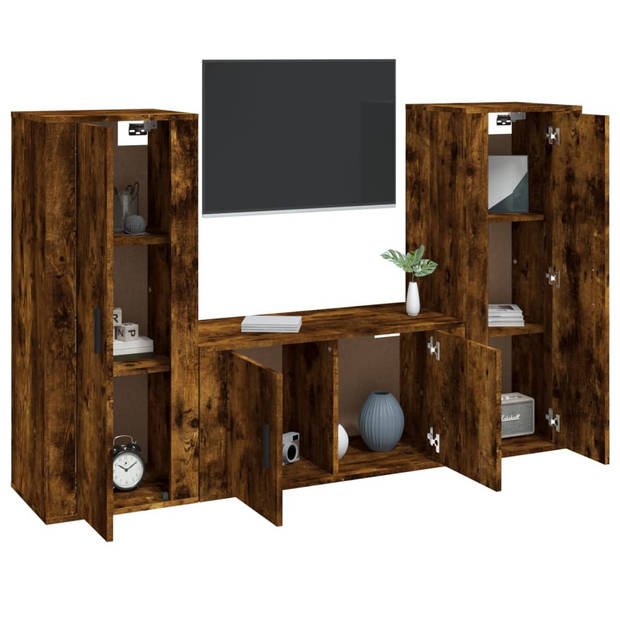 The Living Store TV-meubelset - Tv-meubel - 40 x 34.5 x 100 cm - Gerookt eiken