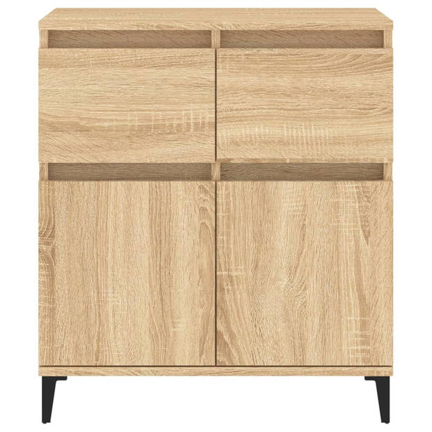 The Living Store Dressoir Hout 60x35x70 cm - Sonoma Eiken - Metalen poten