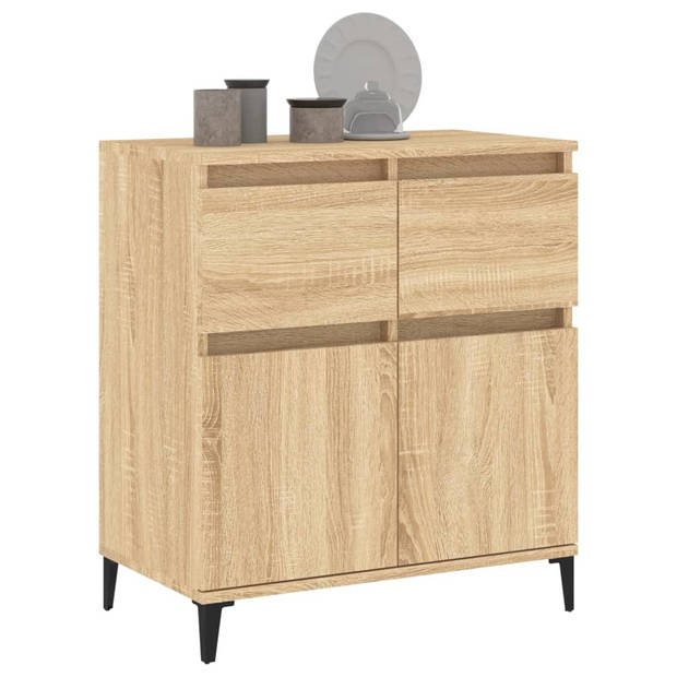 The Living Store Dressoir Hout 60x35x70 cm - Sonoma Eiken - Metalen poten